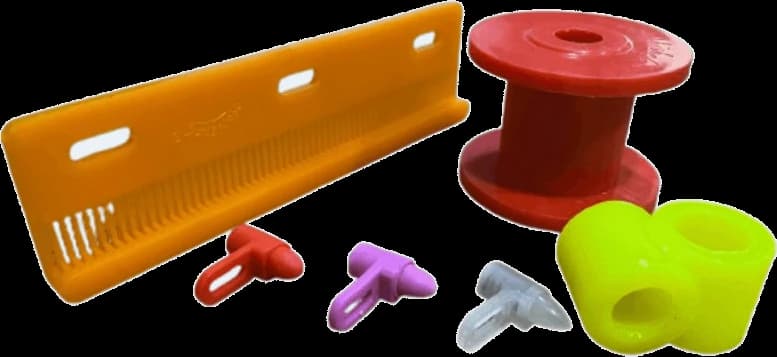 Jacquard loom parts by Abhishek Enterprise: wire heald comb, jacquard bobbin, jacquard buttons and T bush
